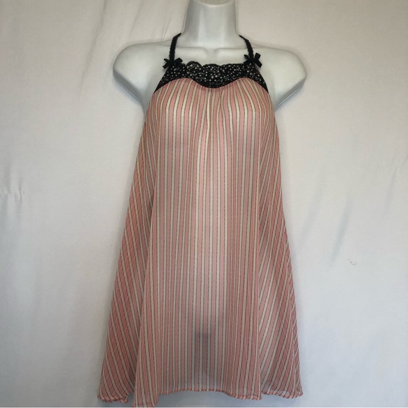 Victoria's Secret Other - Victoria’s Secret Pink And White Stripe Sheer Nightgown